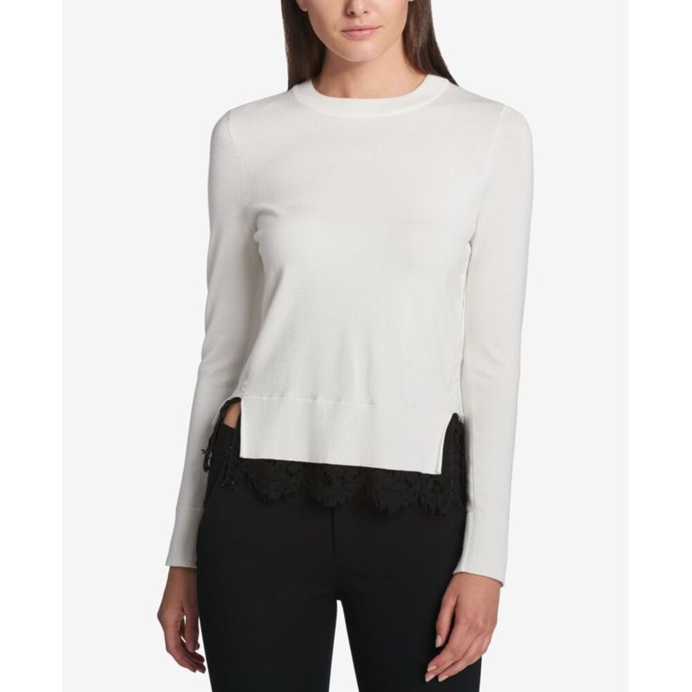 DKNY Lace Trim Sweater